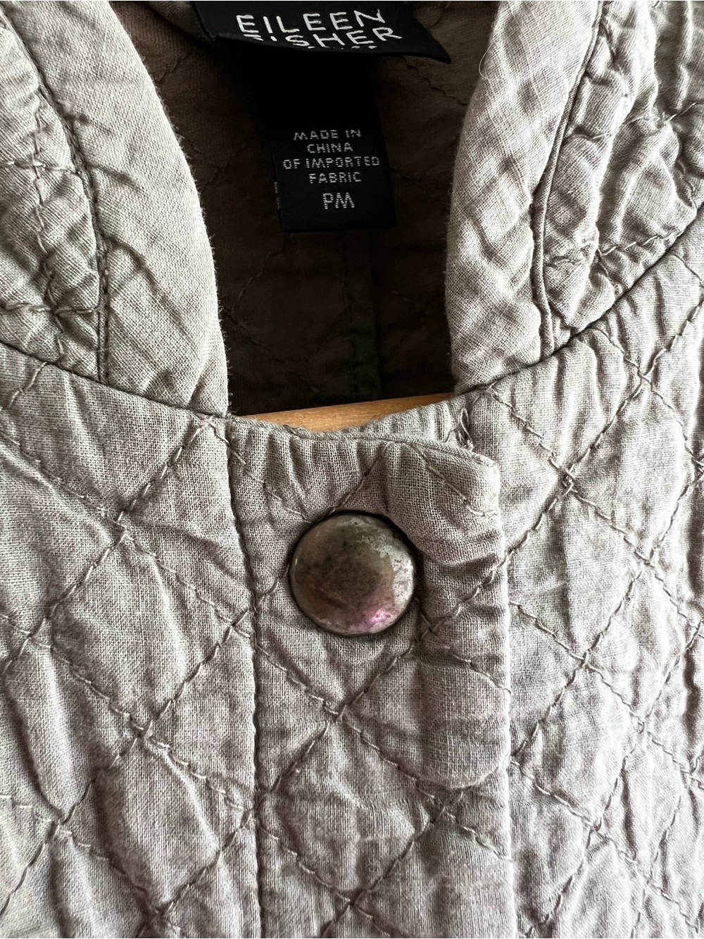 Eileen Fisher Textured Quilted Jacket Taupe Snap Front MP - Picture 6 of 12